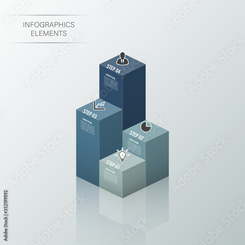 Modern business statistics 3d style options banner. Vector. can be used for workflow layout, diagram, number options, step up options, web design, infographics, timeline.