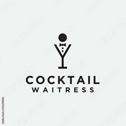 cocktail waitress logo. waitress icon