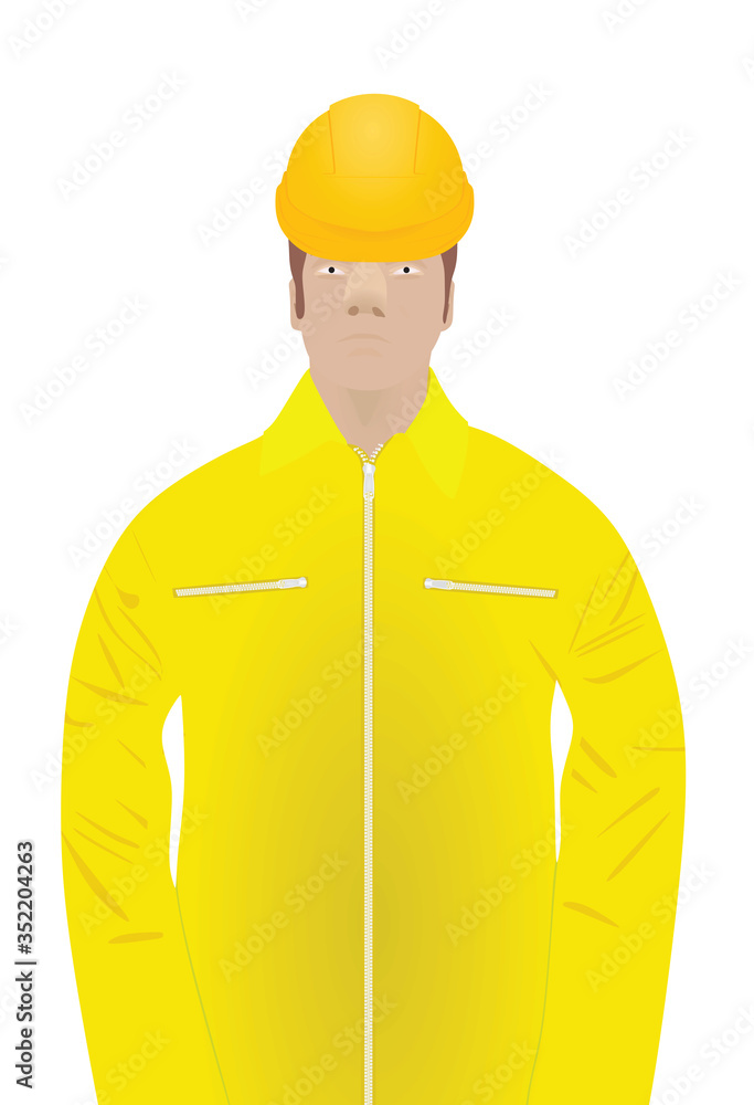 Working man wearing safety helmet. vector illustration Working man wearing safety helmet. vector illustration
