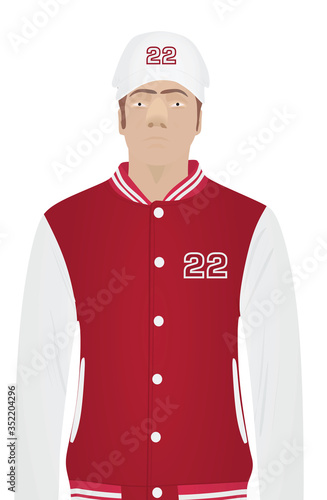 Sportsman in jacket and baseball cap. vector photo