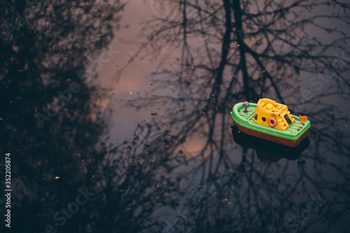 The toy boat on water