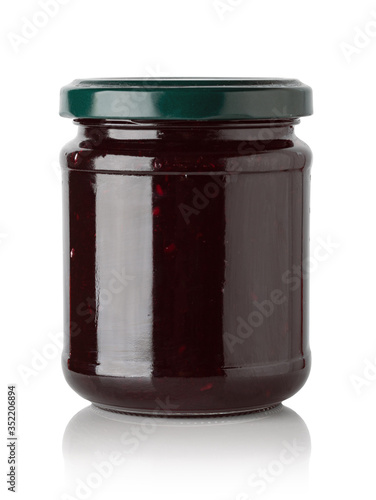 Jars of jam isolated on white background