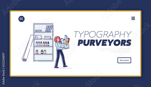 Typography purveyors template landing page. Printing and polygraphy service website homepage