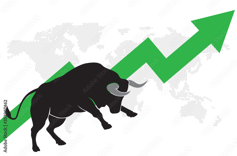 Stock market sensex and nifty Bull market high stock price vector