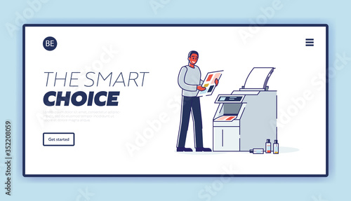 Printing house website landing page. Printshop and typography service template