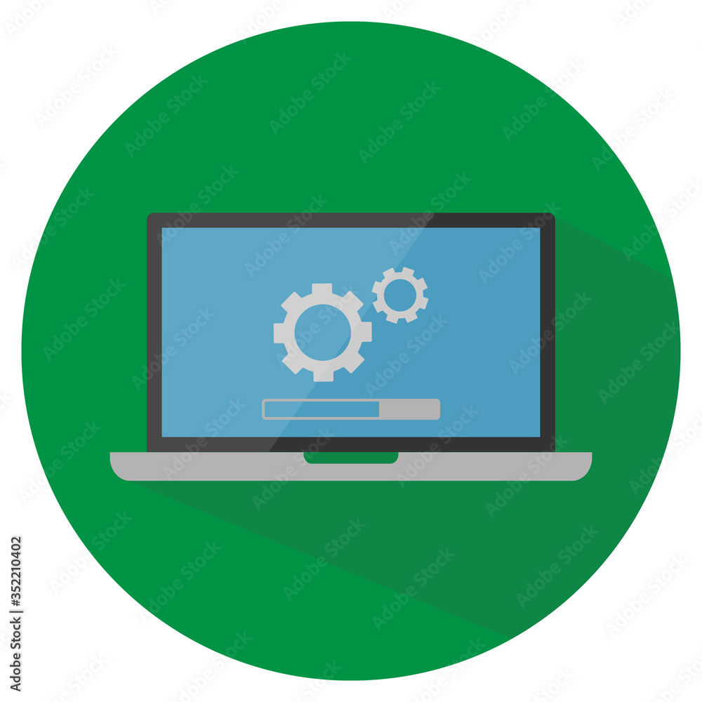 Laptop software update vector icon Laptop software update vector icon