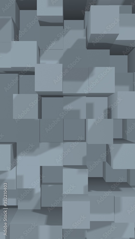 Abstract gray elegant cube geometric background. Chaotically advanced rectangular bars. 3D Rendering, 3D illustration Abstract gray elegant cube geometric background. Chaotically advanced rectangular bars. 3D Rendering, 3D illustration