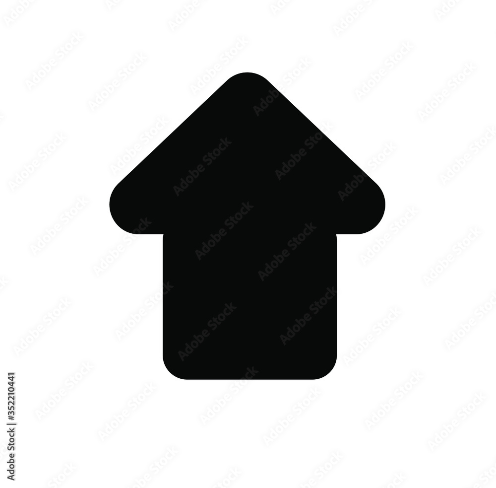 Black large rounded solid up arrow icon sketched as vector symbol Black large rounded solid up arrow icon sketched as vector symbol