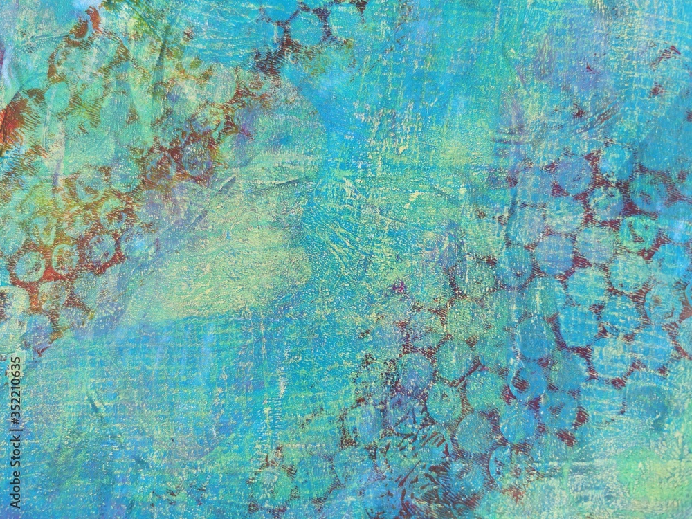 turquoise nap structure monoprint