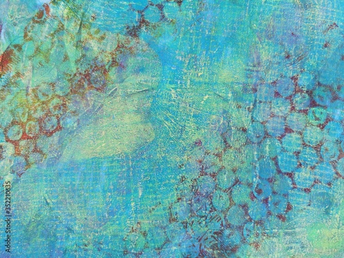 turquoise nap structure monoprint photo
