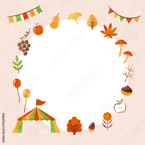 frame of autumn leaves and food
