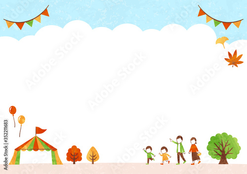 frame of autumn leaves and sky