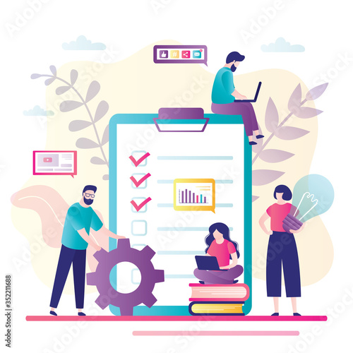 Teamwork, brainstorming concept. New project,office work. Job planner, various workers on workplace