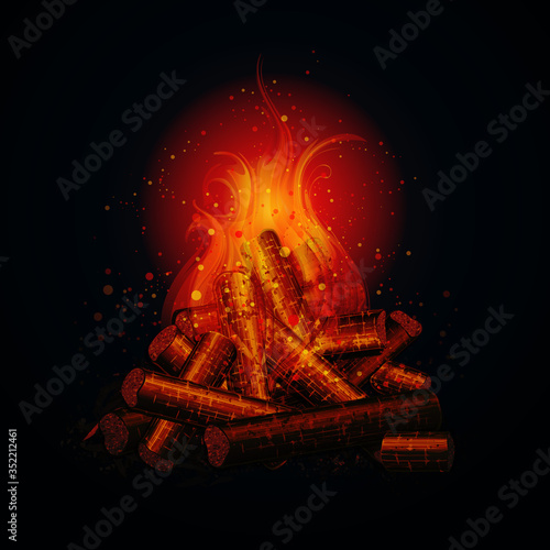 Waste compressed granules used as biofuel and firewood. Wooden pellets for bonfire. Compressed Pellets for campfire. Vector, EPS 10