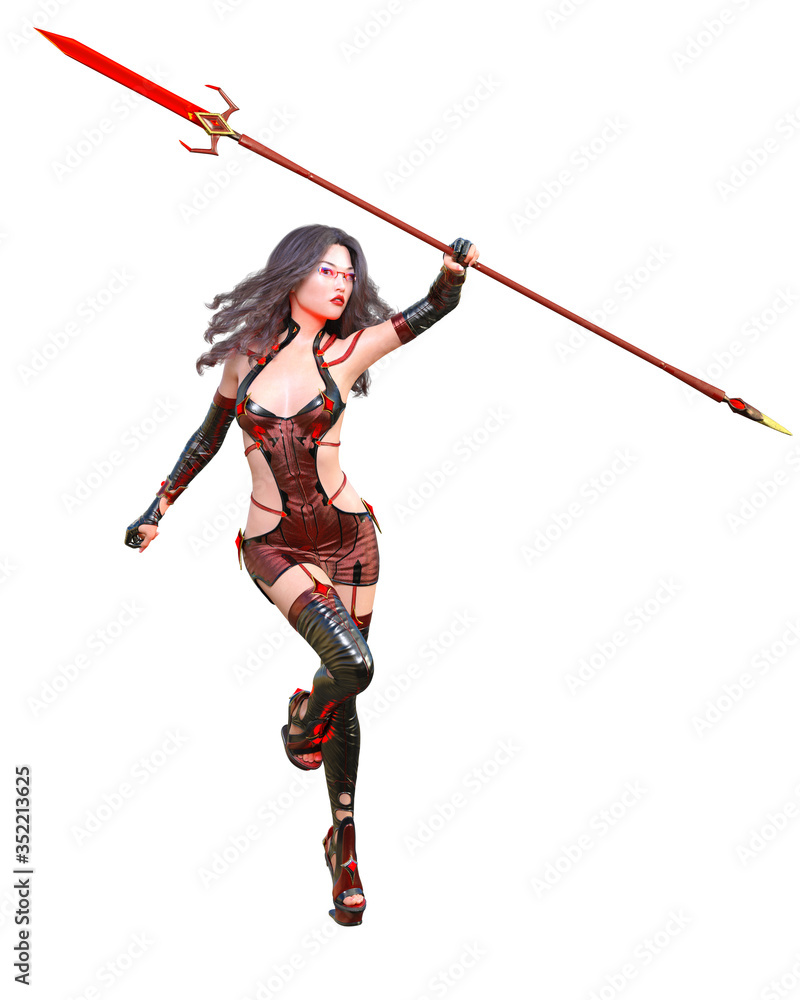 3D japanese assassin warrior amazon woman render. 3D japanese assassin warrior amazon woman render.