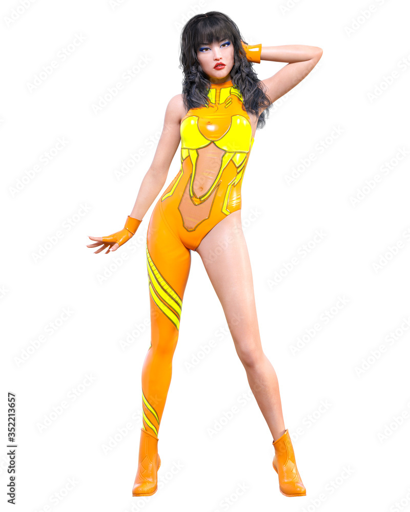 3D comics cosplay anime girl.