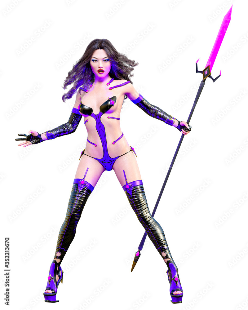 3D japanese assassin warrior amazon woman render. 3D japanese assassin warrior amazon woman render.