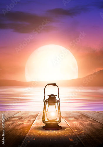 Night lantern on the pier, ...