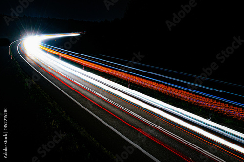 lights of cars with night. long exposure