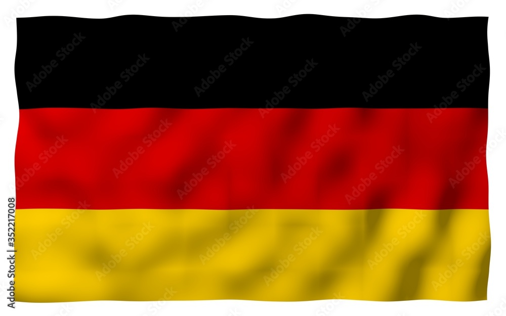 Naklejka premium Flag of Germany. Wide format 3D illustration. State symbol of the Federal Republic of Germany. 3D rendering