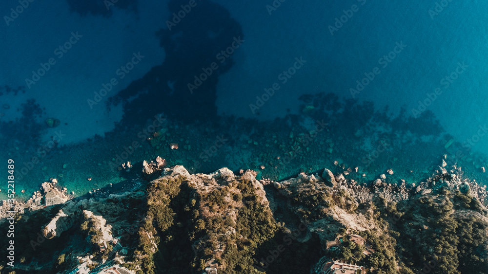 Breathtaking aerial view from Sentiero degli Dei - The Path of the Gods hike, Amalfi Coast, Southern Italy highlight