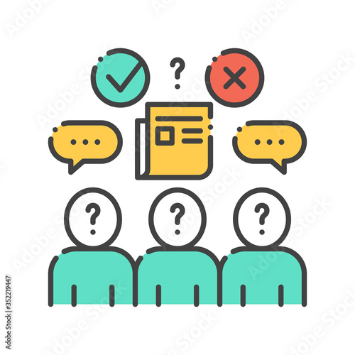 Lying color line icon. Verbal bullying. Harassment, social abuse and violence. Sign for web page, mobile app, button, logo. Editable stroke