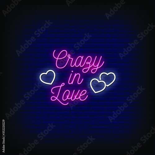 Crazy in Love Neon Signs Style Text vector