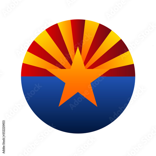 Round flag of Arizona with gradient colors. Template for background, banner, card, poster. Vector EPS10 illustration.