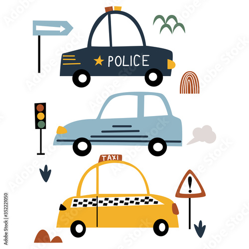 nursery poster with transport - vector illustration, eps