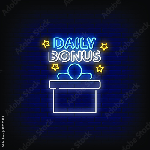 Daily Bonus Neon Signs Style Text Vector