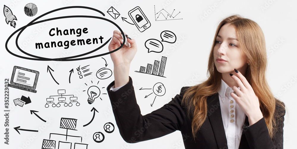 Business, technology, internet and network concept. Young businessman thinks over ideas to become successful: Change management Business, technology, internet and network concept. Young businessman thinks over ideas to become successful: Change management