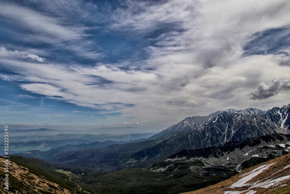 Gory Tatry. góra, krajobraz, śnieg, chmura, blękit, Gory Tatry. góra, krajobraz, śnieg, chmura, blękit,
