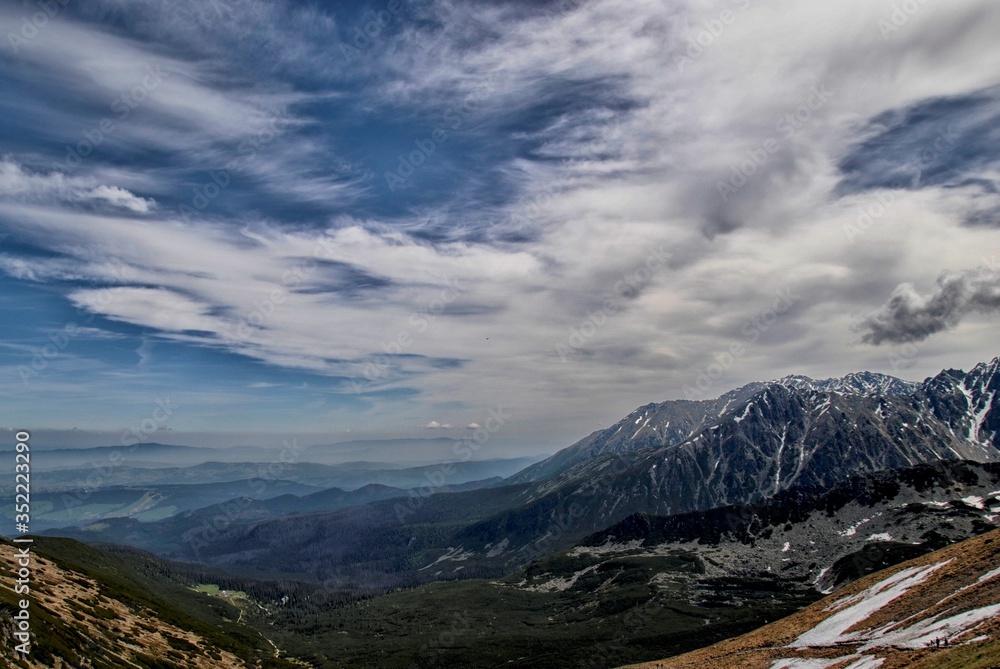 Gory Tatry. góra, krajobraz,  śnieg, chmura, blękit, 