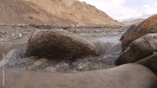 mountain stream on a high pass  in Ladakh, the highest plateau in Northern India