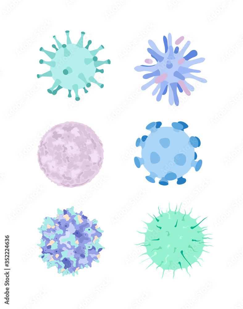 Viruses and germs, illustration, set