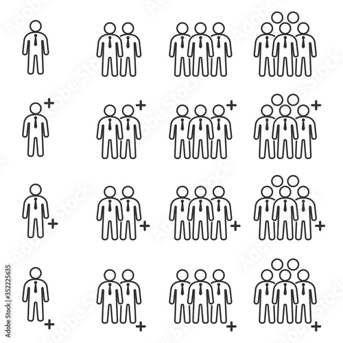 People Icons , Person work group Team Vector Line