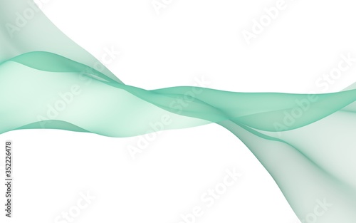 Abstract wave. Scarf. Bright ribbon on white background. Abstract smoke. Raster air background. 3D illustration