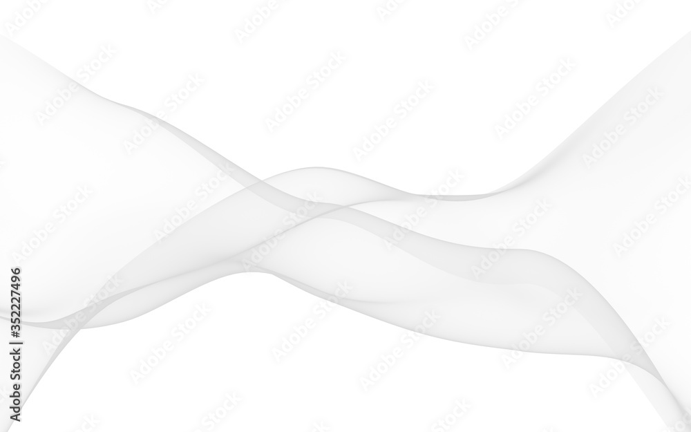 Obraz premium Białe tło. Powiewający biały szal. Macha na wiatr białej tkaninie. Ilustracja 3D