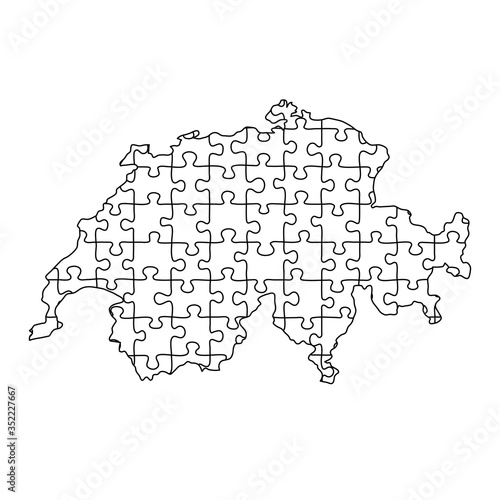 Switzerland map from black pattern from composed puzzles. Vector illustration.