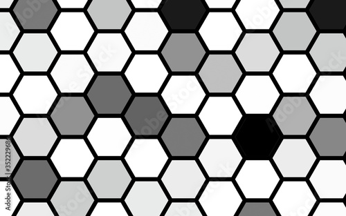 White honeycomb with a gradient color. Isometric geometry. 3D illustration