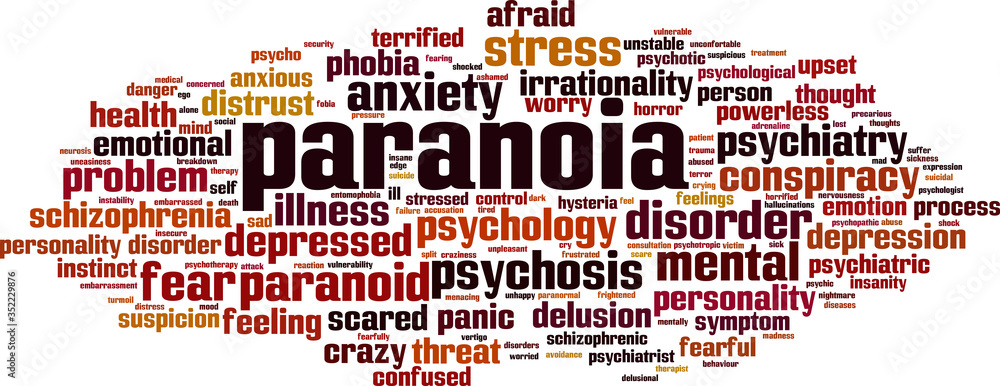 Naklejka premium Paranoia word cloud