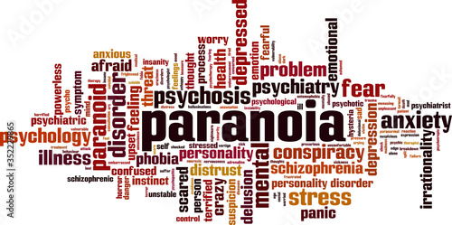 Paranoia word cloud concept. Collage made of words about paranoia. Vector illustration