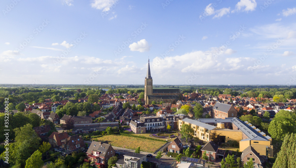 Aerial view on the historic center of Doesburg