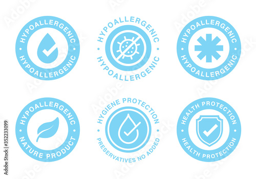 Hypoallergenic tested logo label. Vector badge of dermatology test tag for sensitive skin product package.
