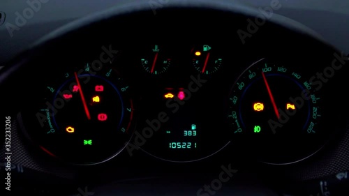 the car dashboard lights up when the ignition is turned on