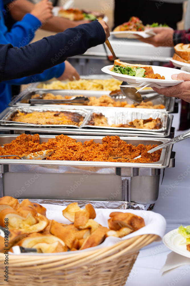 Buffet line of catered Mexican food Buffet line of catered Mexican food