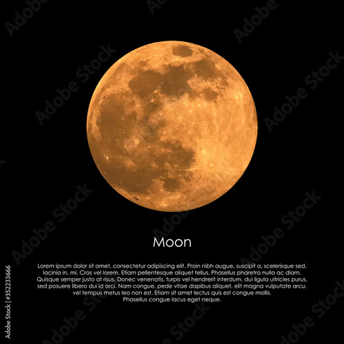 Full moon on a black background with sample text. Vector Format.