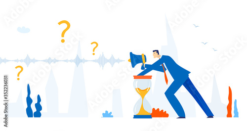 Business people arguing in office, negotiating the deal, delivering and supporting contract. Finding solution and solving a problems. Business concept illustration. 