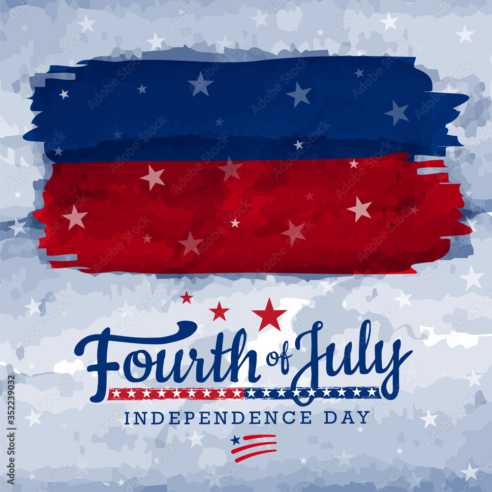 Happy Fourth of July independence day greetings with vibrant watercolored background for banner, postcard, news, etc. Happy Fourth of July independence day greetings with vibrant watercolored background for banner, postcard, news, etc.