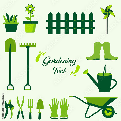 Gardening tools collection. Gardening tool elements and icon